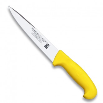 Cuchillo degollador 17,5cm mango pp fibra amarillo - Serie Atenas