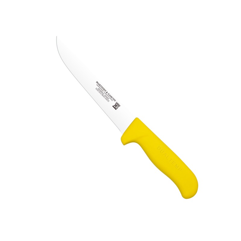 Cuchillo deshuesador ancho brillo 18cm mango pp fibra amarillo - Serie Atenas