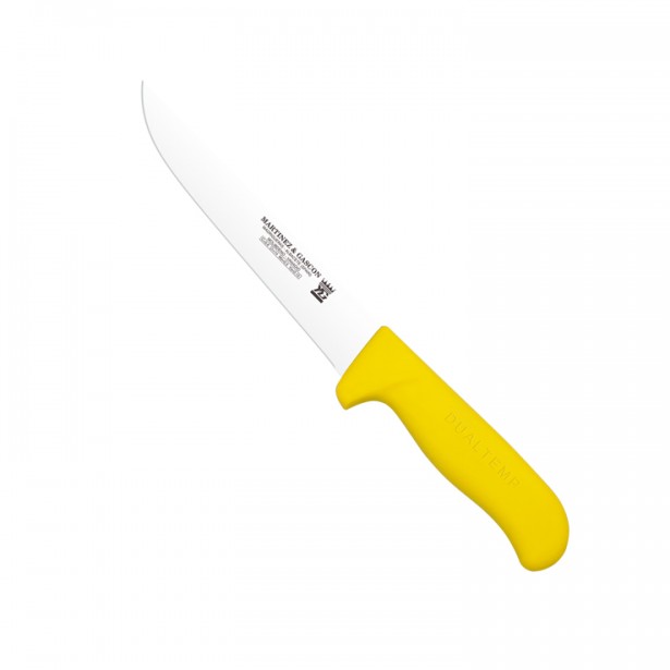 Cuchillo deshuesador ancho brillo 18cm mango pp fibra amarillo - Serie Atenas