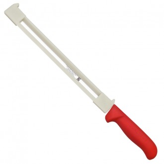 Cuchillo jamonero flexible con protector 28,5cm mango pp fibra rojo - Serie Atenas