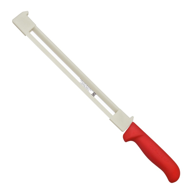 Cuchillo jamonero flexible con protector 28,5cm mango pp fibra rojo - Serie Atenas
