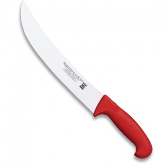 Cuchillo despellejar curvo 27cm mango pp fibra rojo - Serie Atenas
