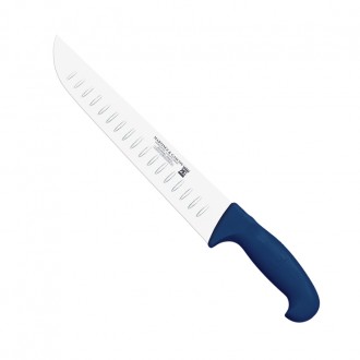 Cuchillo carnicero alveolado 31cm mango pp fibra azul - Serie Atenas