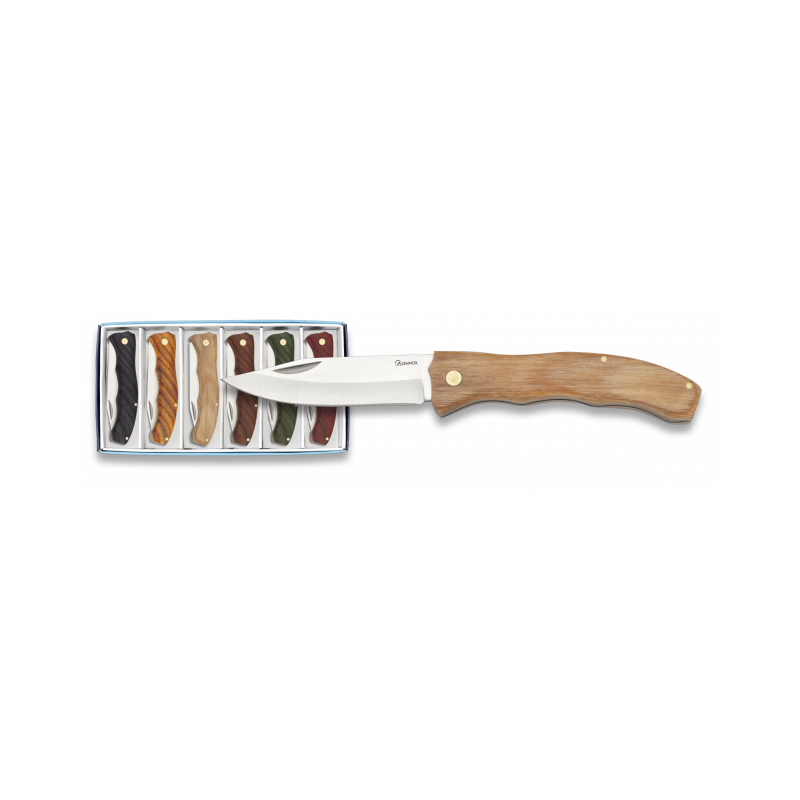 set 6 navajas Albainox madera. Hoja: 7cm