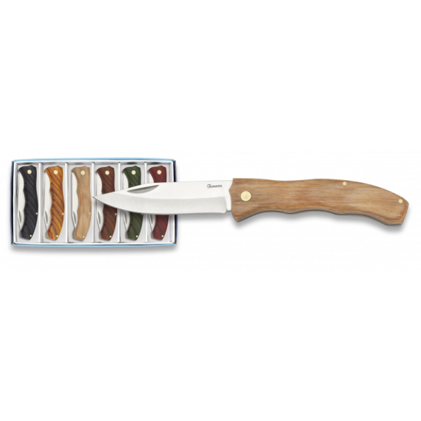 set 6 navajas Albainox madera. Hoja: 7cm