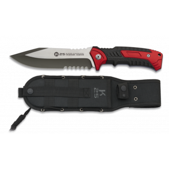 Cuchillo K25 con sierra rojo. Hoja: 14 c