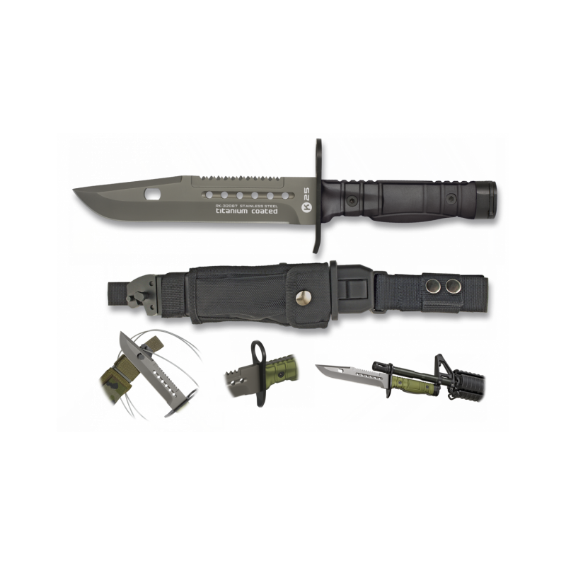 cuchillo K25 negro. Bayoneta. 17.7